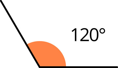 Icons from different angles. 120 degrees. Geometric symbol, mathematical elements. Vector illustration