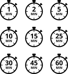 Minute timer icon - The indicates the limited cooking time or deadline. Vector illustration