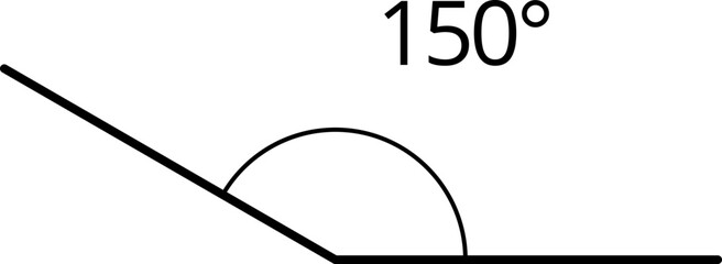Icons from different angles. 150 degrees. Geometric symbol, mathematical elements. Vector illustration