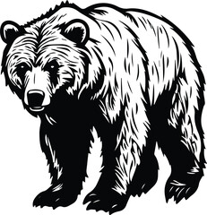 Obraz na płótnie Canvas Grizzly Bear Logo Monochrome Design Style