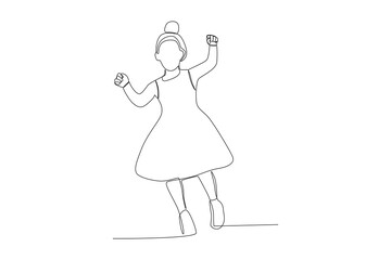 Vector a girl playing dance oneline drwaing simple
