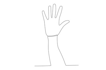 Vector continuous one line drawing hand gesture five fingers left hand concept single line draw design vector graphic illustration
