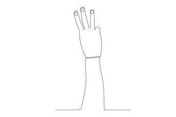 Vector continuous one line drawing hand gesture three finger concept single line draw design vector graphic illustration
