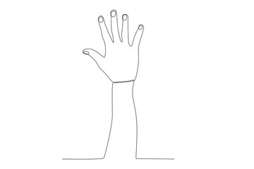 Vector continuous one line drawing hand gesture five fingers right hand concept single line draw design vector graphic illustration
