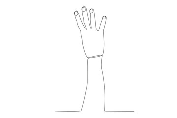 Vector continuous one line drawing hand gesture four finger concept single line draw design vector graphic illustration
