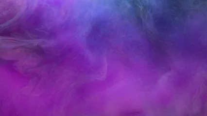 Wall murals Macro photography Mist texture. Color smoke. Spiritual aura. Purple pink blue haze flow glitter dust particles floating abstract art background.