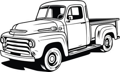 Pickup Truck Logo Monochrome Design Style - obrazy, fototapety, plakaty