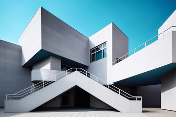 Geometry of modern arhitecture, perspective of modern glass and concrete building. AI generated