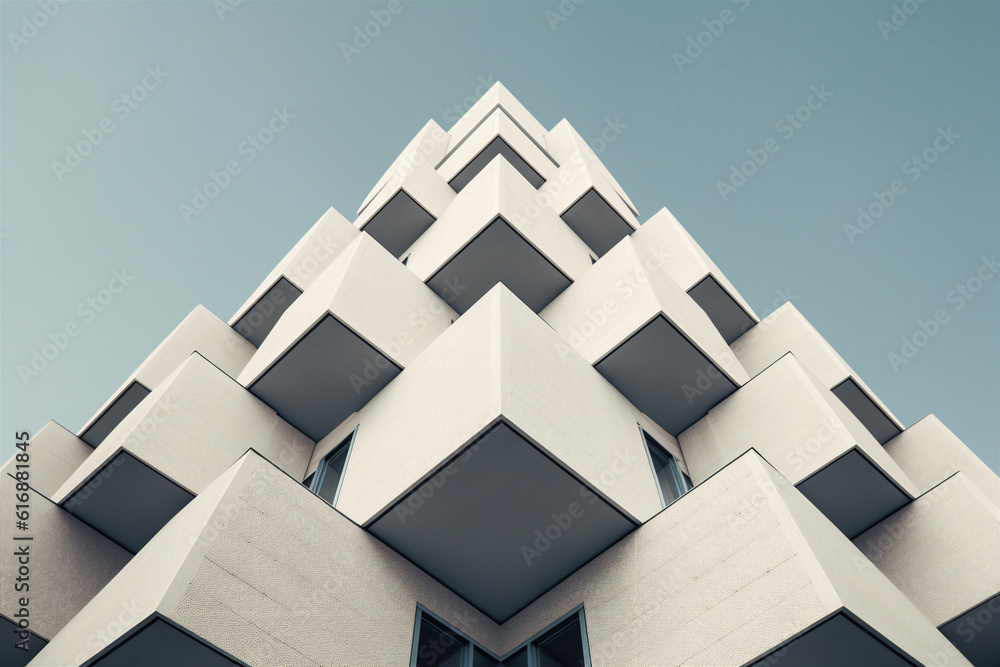 Canvas Prints Geometry of modern arhitecture, perspective of modern glass and concrete building. AI generated