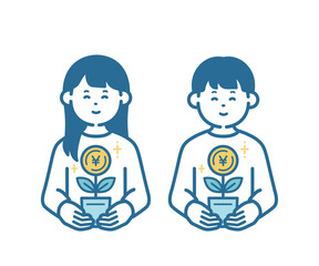 Illustration of a child raising cash
