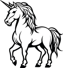 Fototapeta na wymiar Unicorn Logo Monochrome Design Style