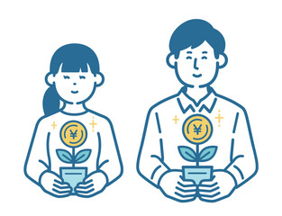 men and women raising cash