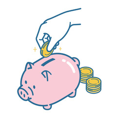 Illustration of saving money in a piggy bank