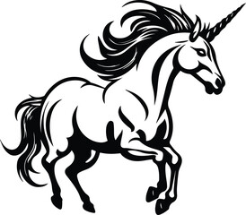 Unicorn Logo Monochrome Design Style