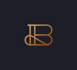 Elegant line curve vector logotype. Premium letter B logo design.