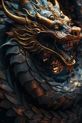a close up shot of dragon , absract colorful dragon, generative ai