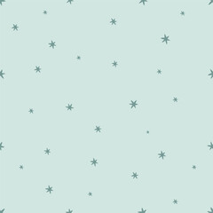 Vector seamless pattern with mint stars. This collection is perfect for creating book and notepad covers, art prints, postcards, stickers, posters, collages, branding.
