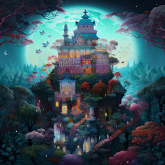 Illustration effect of fantasy castle picture