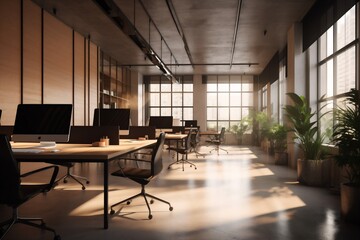 Fototapeta na wymiar bright desk workplace furniture interior room office negotiating window chair modern. Generative AI.