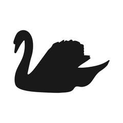 Swan Silhouette. Isolated Icon On A White Background