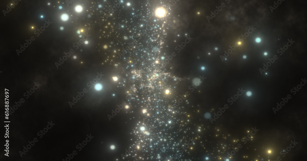 Poster abstract green energy particles and waves magical bright glowing futuristic hi-tech with blur effect
