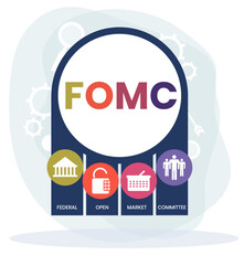 Flat design. fomc - federal open market committee acronym. business concept background. Vector illustration for website banner, marketing materials, business presentation