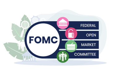 Flat design. fomc - federal open market committee acronym. business concept background. Vector illustration for website banner, marketing materials, business presentation