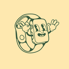 Vintage character design of smartwatch