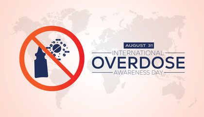 International Overdose (OD) awareness day is observed every year on August 8.  Health awareness vector.