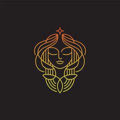 Free vector Female with bangs outline art illustration