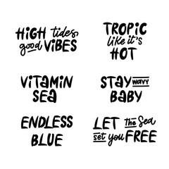 Handwritten phrase summer set for postcards, posters, stickers, etc. 