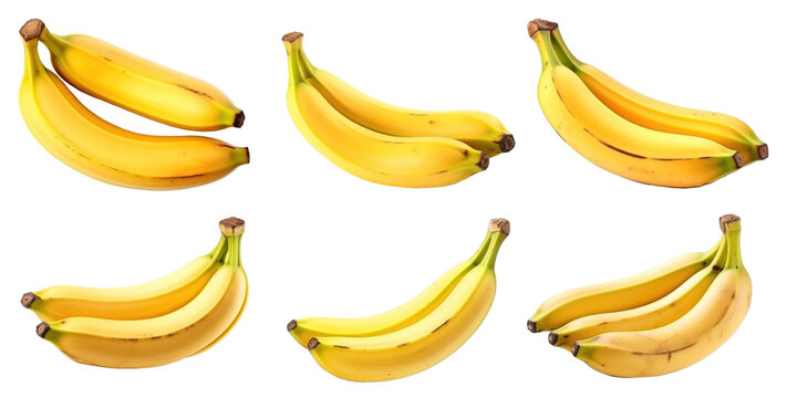 Bananas isolated on white background. Generative AI.