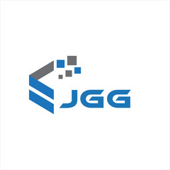 JGG letter technology logo design on white background. JGG creative initials letter IT logo concept. JGG setting shape design.
