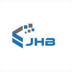 JHB letter technology logo design on white background. JHB creative initials letter IT logo concept. JHB setting shape design.
