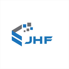 JHF letter technology logo design on white background. JHF creative initials letter IT logo concept. JHF setting shape design.
