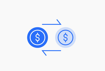 Geometric currency exchange illustration in flat style design. Vector illustration and icon. 