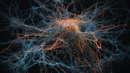 脳の神経細胞イメージ　AIイラスト - obrazy, fototapety, plakaty