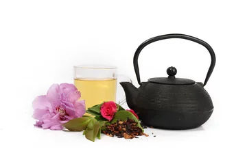 Foto op Aluminium cup of tea with flowers and asian tea pot  © eds30129