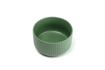 ceramic bowl green colour empty isolated on white 