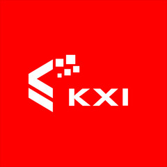 Obraz premium KXI letter technology logo design on red background. KXI creative initials letter IT logo concept. KXI setting shape design. 