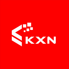 Obraz premium KXN letter technology logo design on red background. KXN creative initials letter IT logo concept. KXN setting shape design. 