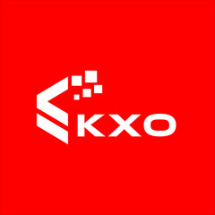 Obraz premium KYO letter technology logo design on red background. KYO creative initials letter IT logo concept. KYO setting shape design. 