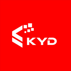Fototapeta premium KYD letter technology logo design on red background. KYD creative initials letter IT logo concept. KYD setting shape design. 