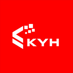KYH letter technology logo design on red background. KYH creative initials letter IT logo concept. KYH setting shape design.
