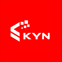 Obraz premium KYN letter technology logo design on red background. KYN creative initials letter IT logo concept. KYN setting shape design. 