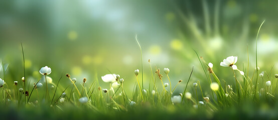 the sun is shining through the grass and the flower are blooming Generated by AI
