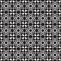 Geometric batik seamless pattern. Black and white background, swirly ornament, seamless vector pattern, wallpaper background design