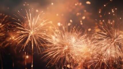 Abstract colored firework background with free space for text. Bright fireworks. Background festive night fireworks in the sky. generative ai