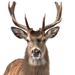 deer, face shot, portrait, isolated on transparent background cutout, generative ai.
