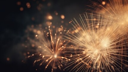 Fototapeta premium Abstract colored firework background with free space for text. Bright fireworks. Background festive night fireworks in the sky. generative ai